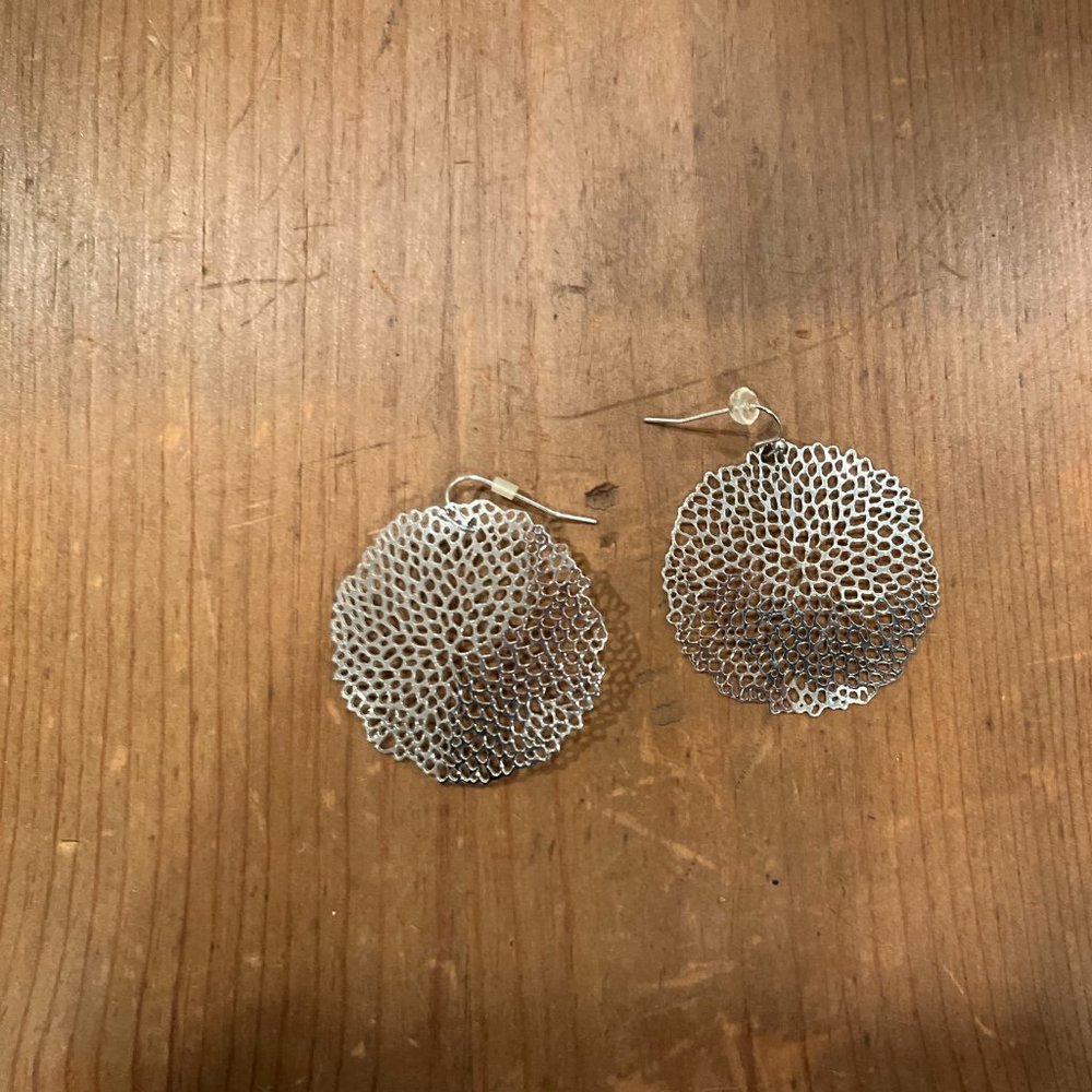 Lasercut Silver Statement Drop Earrings - image 2